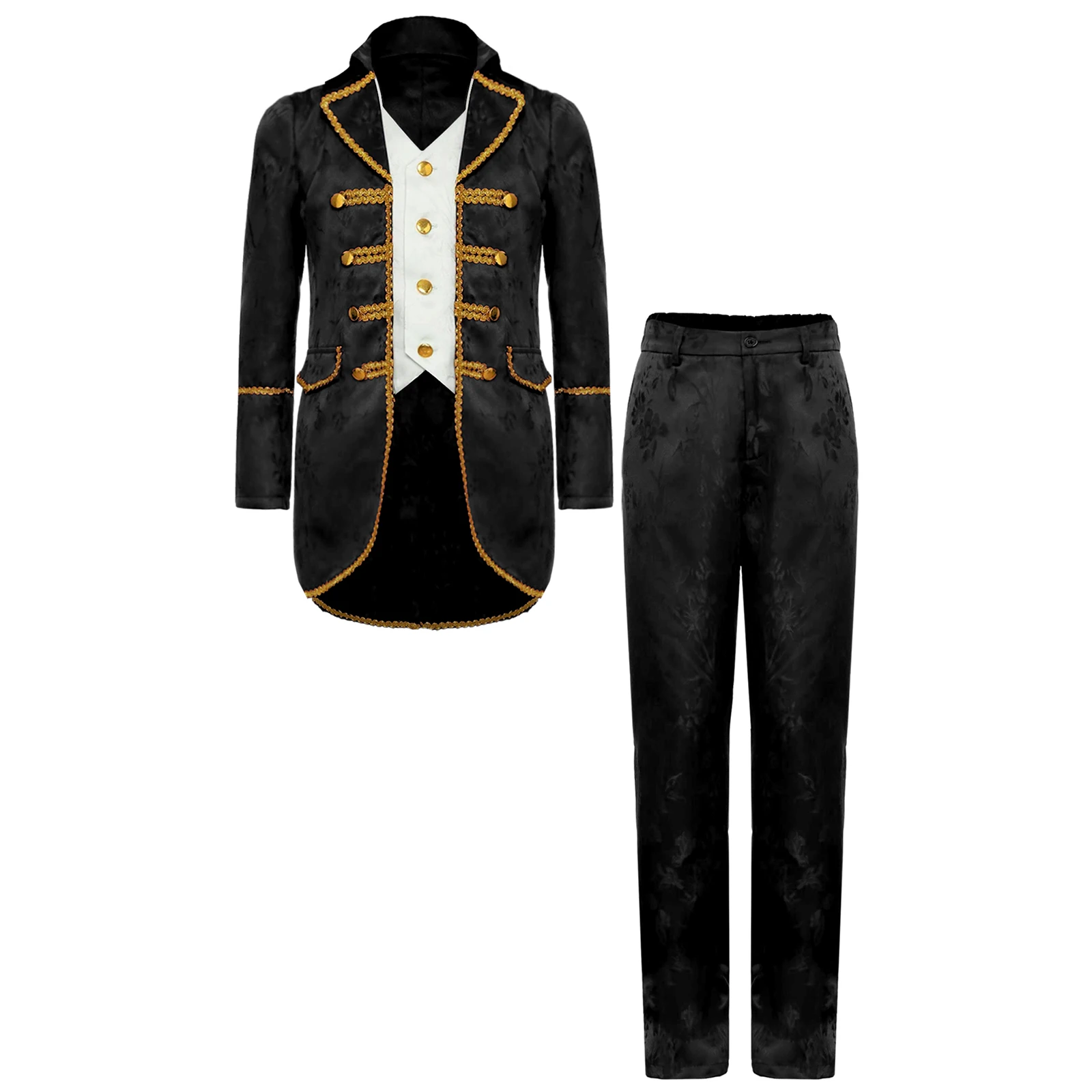 Kids Boys Halloween Carnival Medieval Prince Knight Noble Cosplay Costume Renaissance Steampunk Jacket Tailcoat Gothic Pants