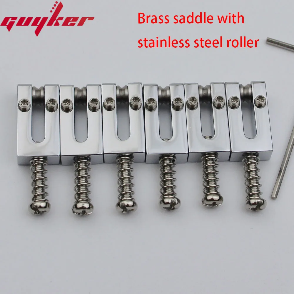 1 Set 10.5MM/10.8MM Stainless Steel Roller Brass Saddle Electric Guitar Tremolo Bridge Saddles For ST Guitar