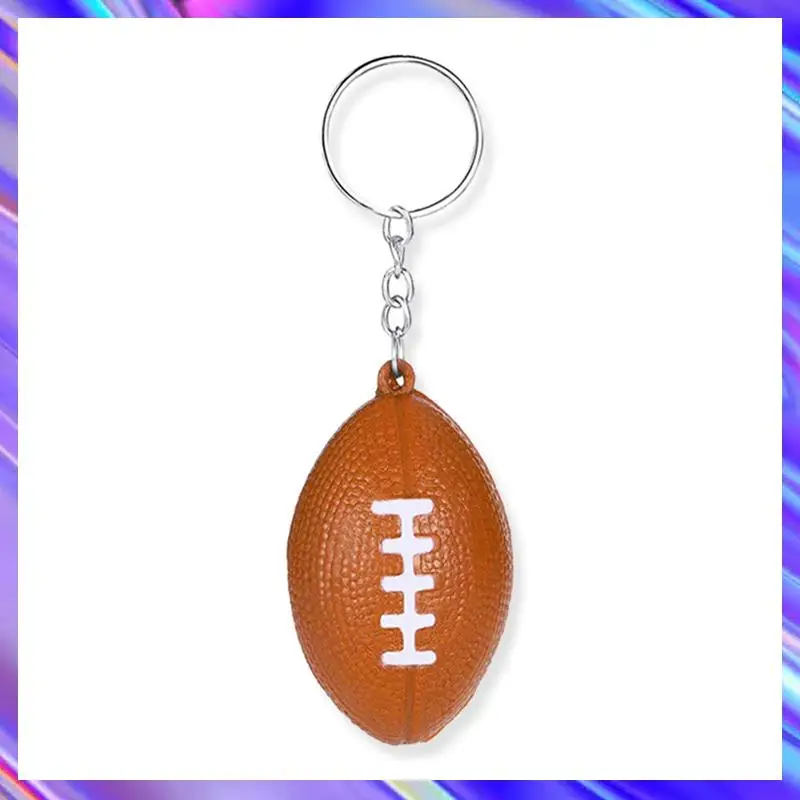 

48 Pack Football Keychains,Mini Rugby Stress Ball Keychains,Sports Ball Keychains,School Carnival Reward For Boy Girls