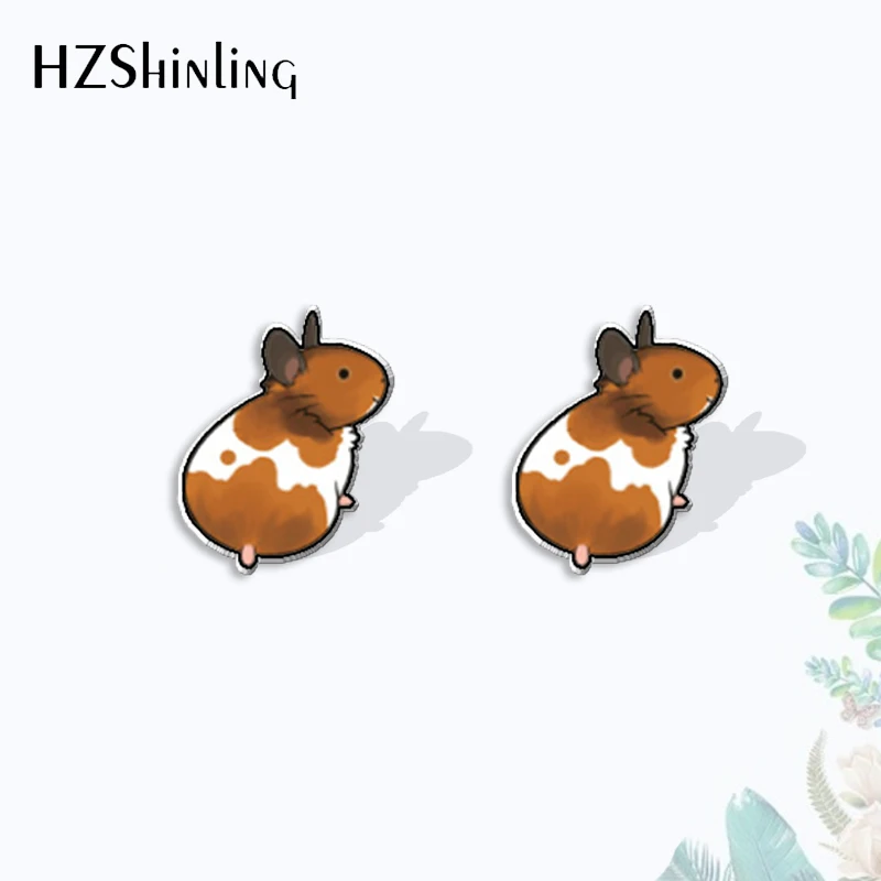 2023 New Arrival Fashion Cartonn Cute Little Hamster Graffiti Acrylic Stud Earrings Handcraft Epoxy Earrings Acrylic Earrings