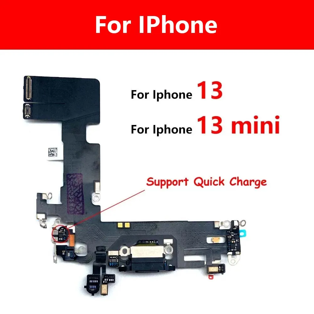 100% New USB Charging Port Flex For Iphone 13 mini Dock Charger Connector With MicroPhone Headphone Audio Jack Flex Cable