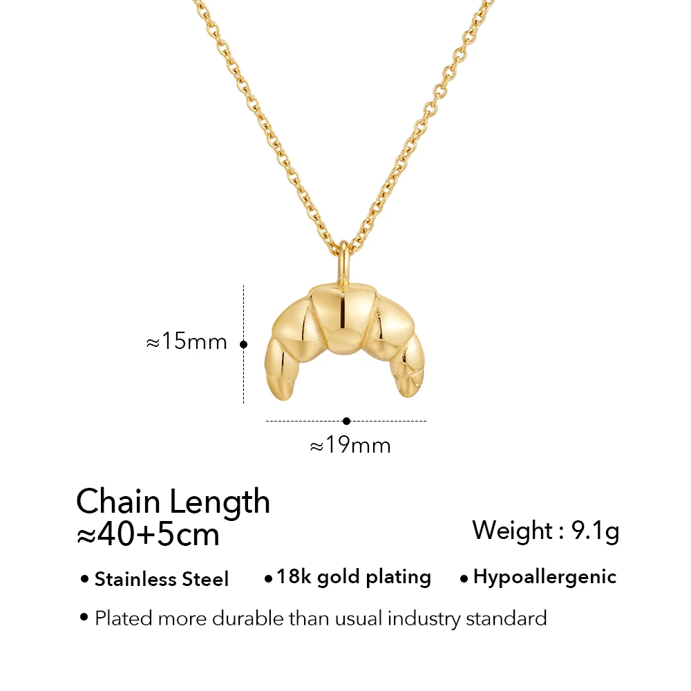 ENFASHION Collares Para Mujer Croissants Pendant Necklace For Women's Stainless Steel Gold Plated Jewelry Graduation Party 3453