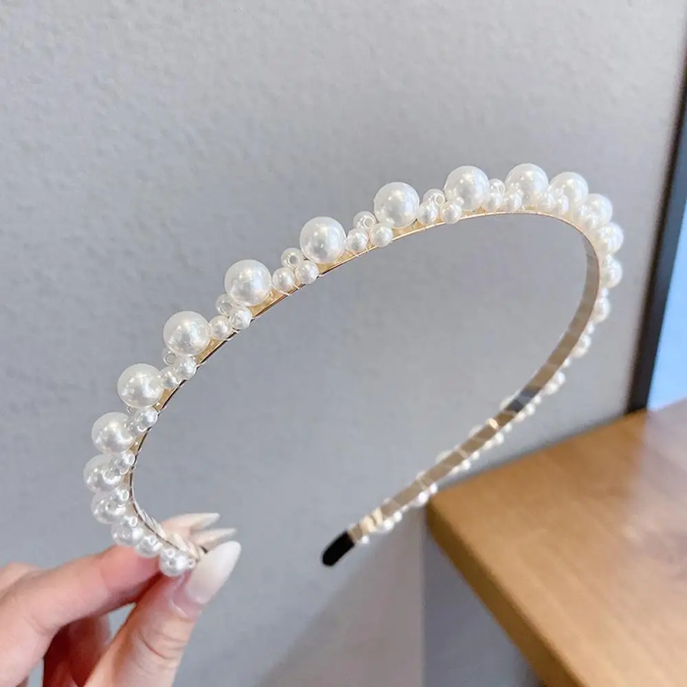 Fashion Girls Flower Bow Headwear Beaded Hair Band Hair Hoop Pearl Headband Hair Accessories