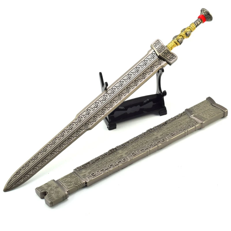 30 سنتيمتر Naraka Bladepoint لعبة الأجهزة الطرفية سلاح نموذج الحرف اليدوية الحلي السيوف الطويلة الثابتة تشين ألعاب معدنية مع غمد سطح المكتب