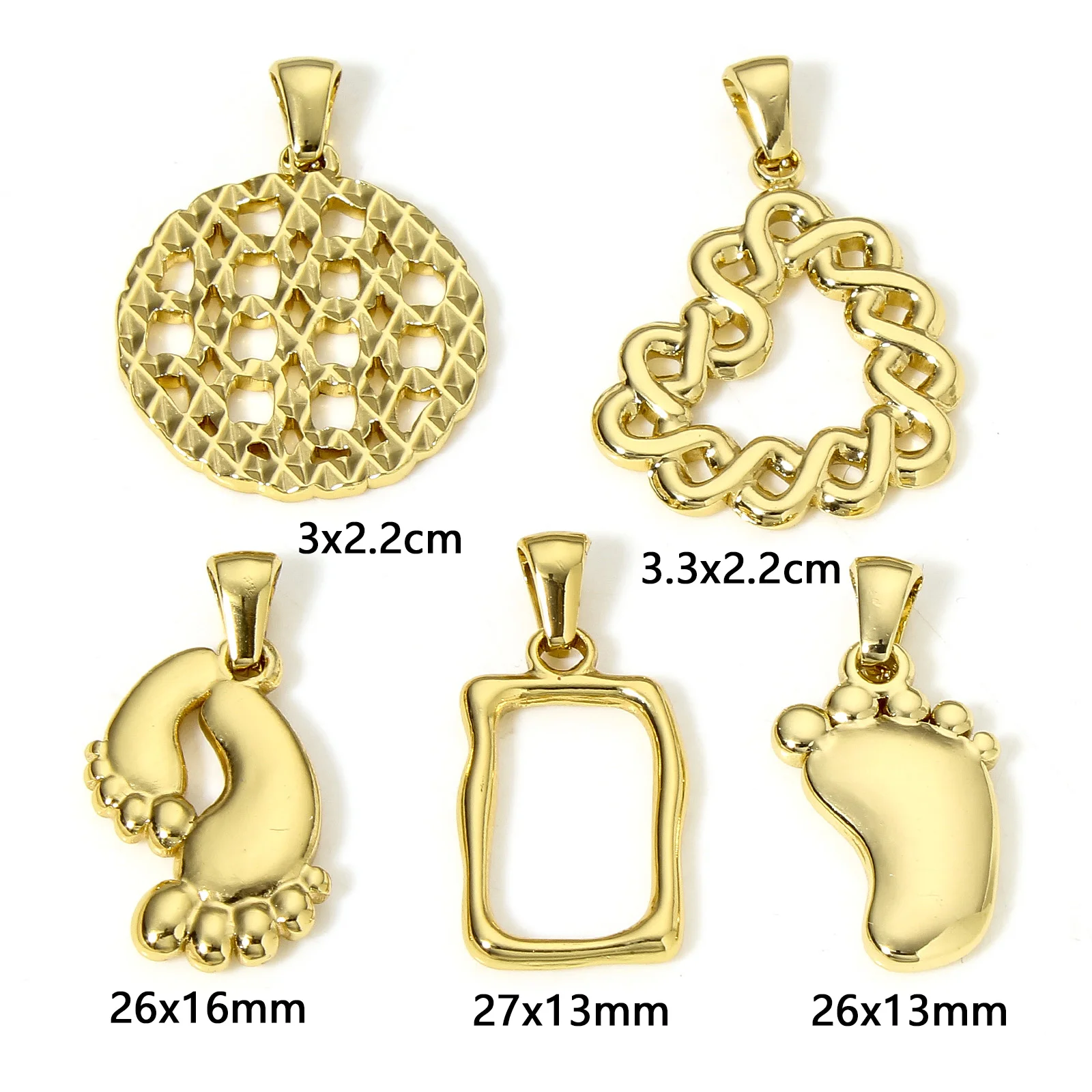 1pc Foot Charms Melon Seed Buckle 304 Stainless Steel Pendant Gold Color Hollow Charms For Diy Necklace Earrings Jewelry Making