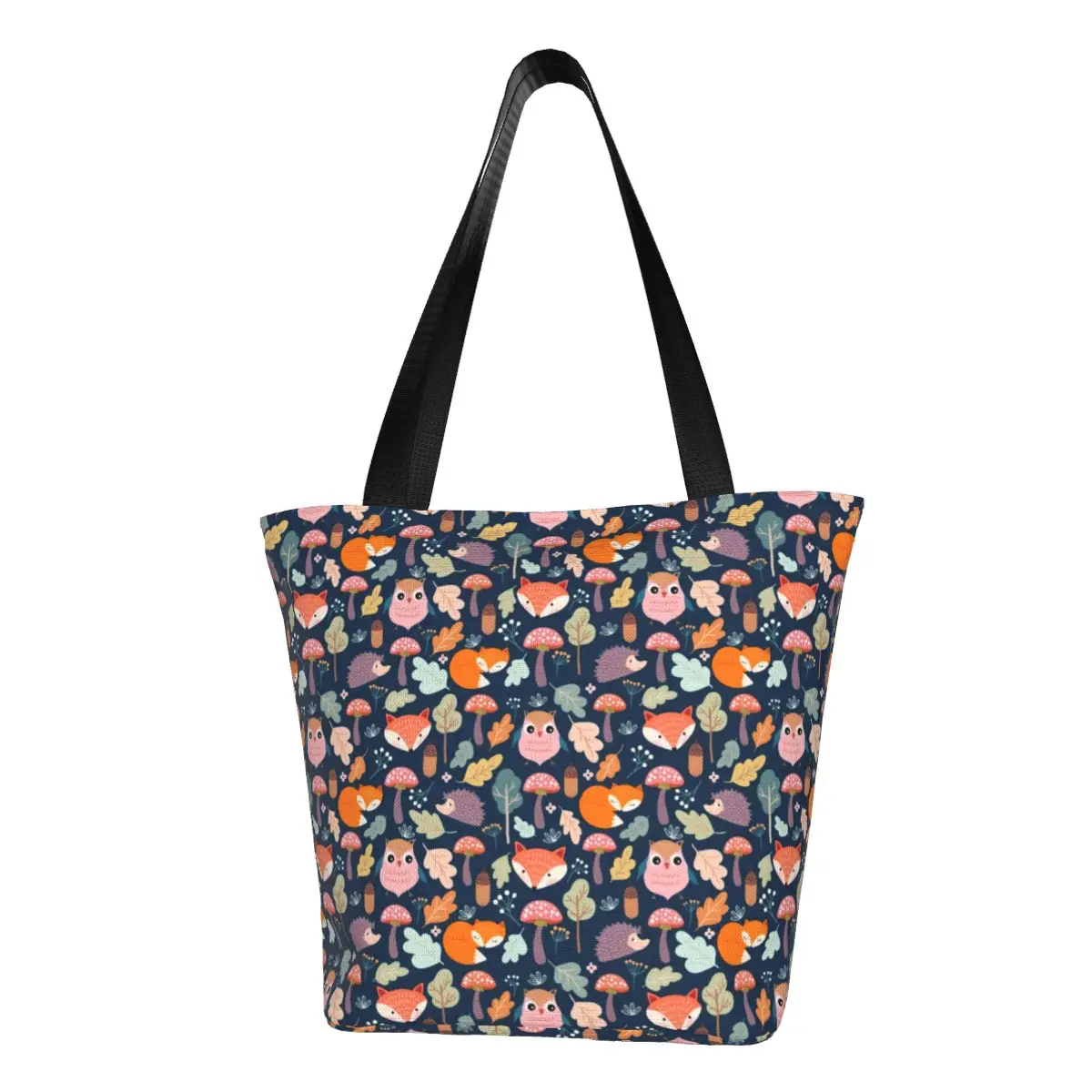 Funny Fox Shopper Bag Cute Fall Print Graphic Shopping Bags Student Cute Tote Bag Polyester Travel Student Handbags