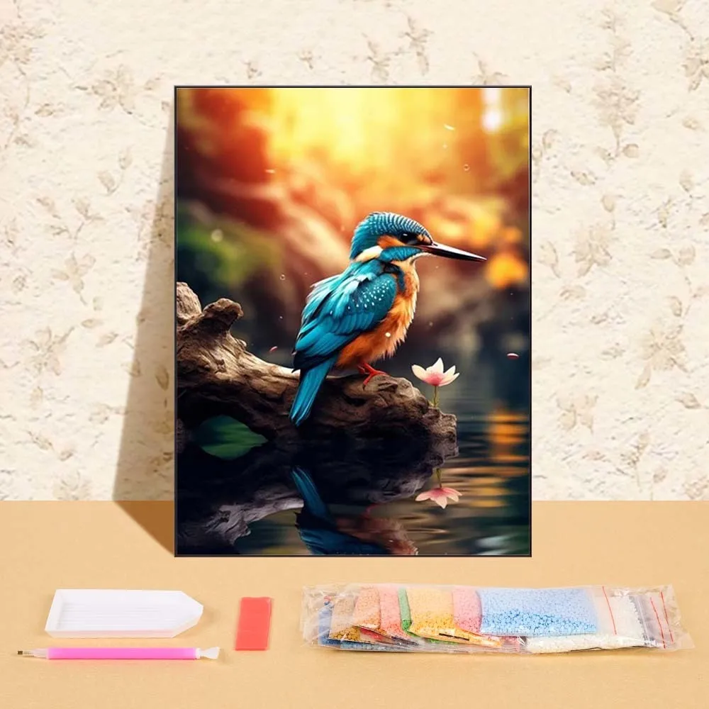 

Diy Diamond Painting Bird Lake Full Round Drill Diamond Mosaic Art Home Decoration Rhinestone Pictures For Living Room Wall