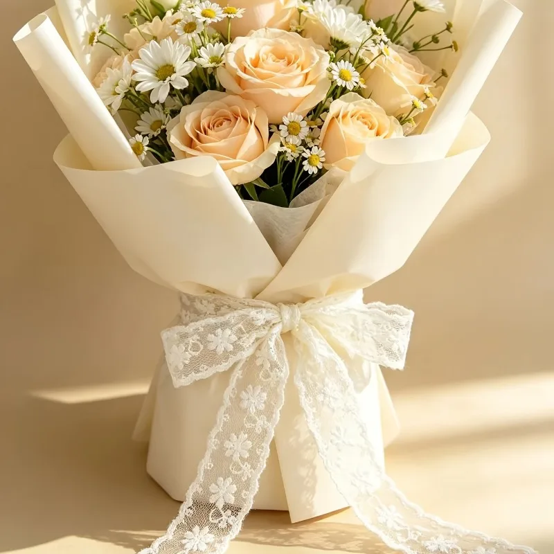 1 Stück weißes, mit Blumenmuster versehenes, transparentes Spitzenband für Geschenkverpackungen [Länge 300 cm/118 Zoll, Breite 2 cm/0,79 Zoll], geeignet für Hochzeiten, handgefertigte DIY-Bastelarbeiten. – Detail 8