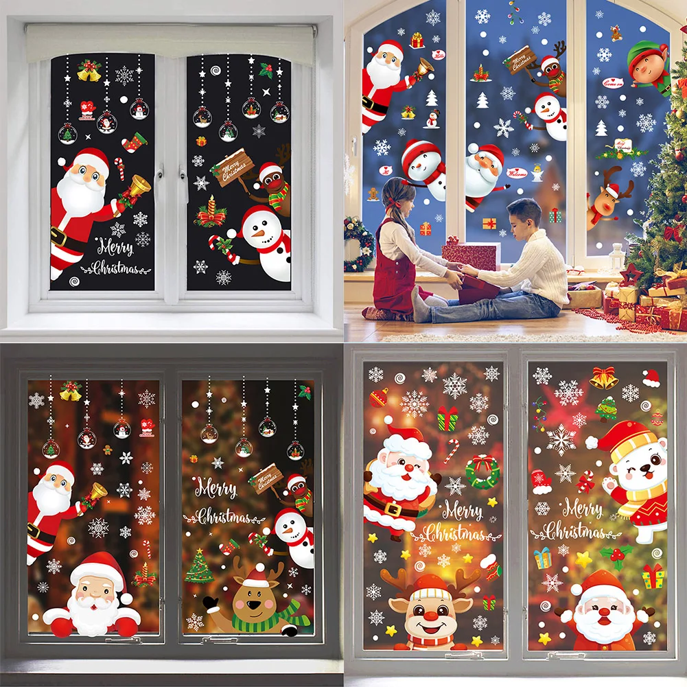 8-Inch Christmas Window Stickers Christmas Decoration For Home Wall Ornaments Navidad Santa Claus Wall Stickers