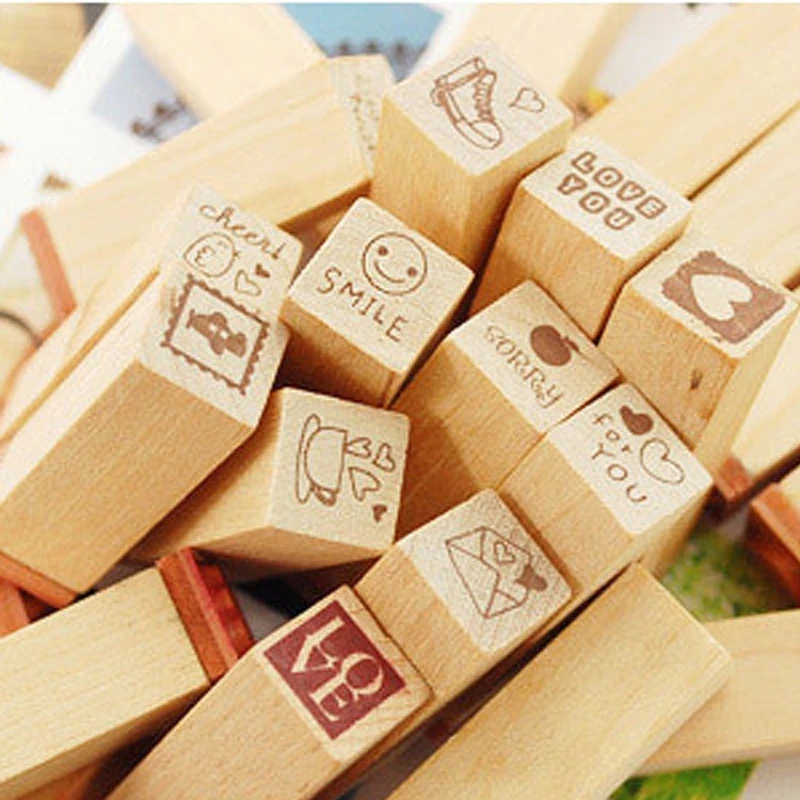 هدية القرطاسية الإبداعية 25 مكتب اللوازم المدرسية لطيف طوابع صغيرة في صندوق DIY بها بنفسك مذكرات الكورية المطاط ختم مجموعة 2 خيارات كاواي