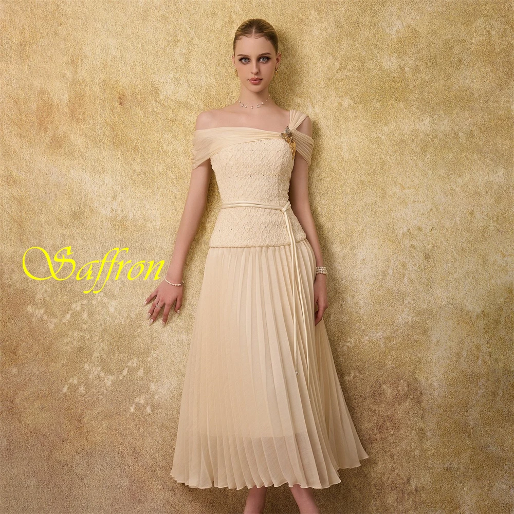 Personalizado elegante chiffon sem alças vestido de noite clássico fora do ombro vestidos de baile moda faixas vestidos de ocasião especial