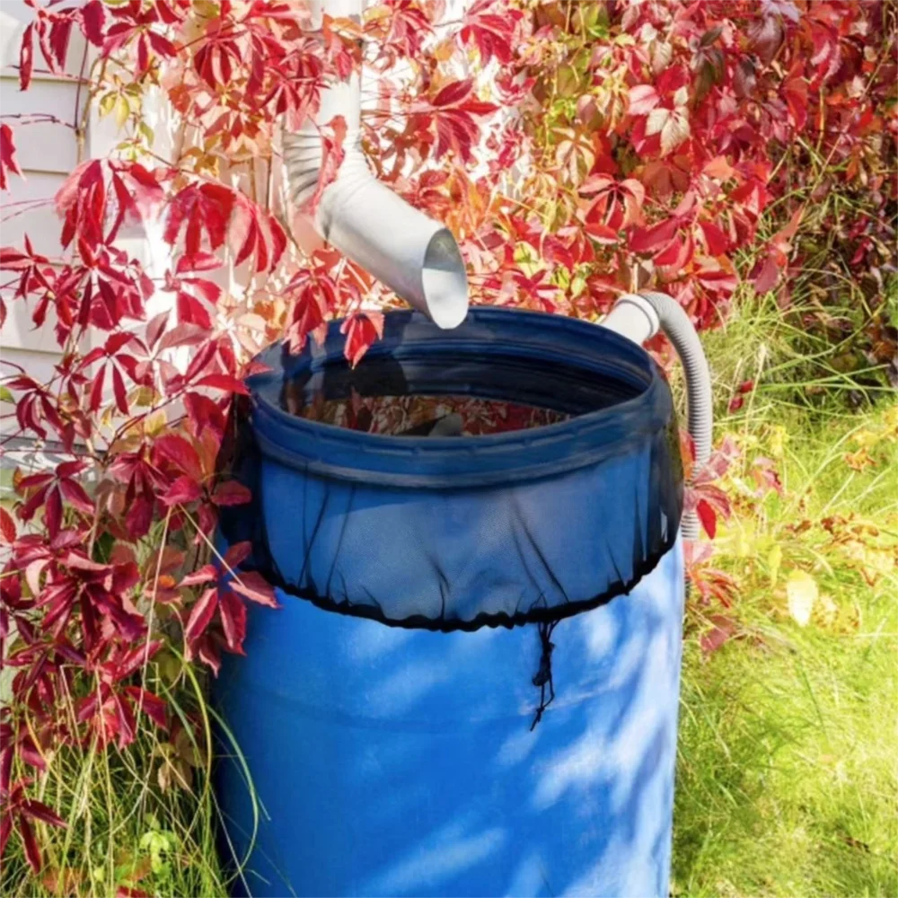 Polyester Rain Barrels Cover Net Anti-Mosquito Reusable Water Collection Buckets Mesh Cover Leaves Fall Protection
