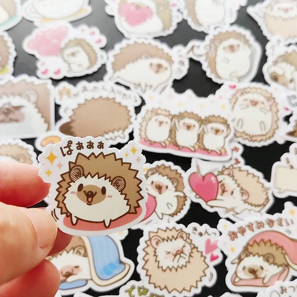 40 Cute Hedgehog Stickers, Adorable Hedgehog Illustrations, Early Education Reward DIY Decorative Stickers