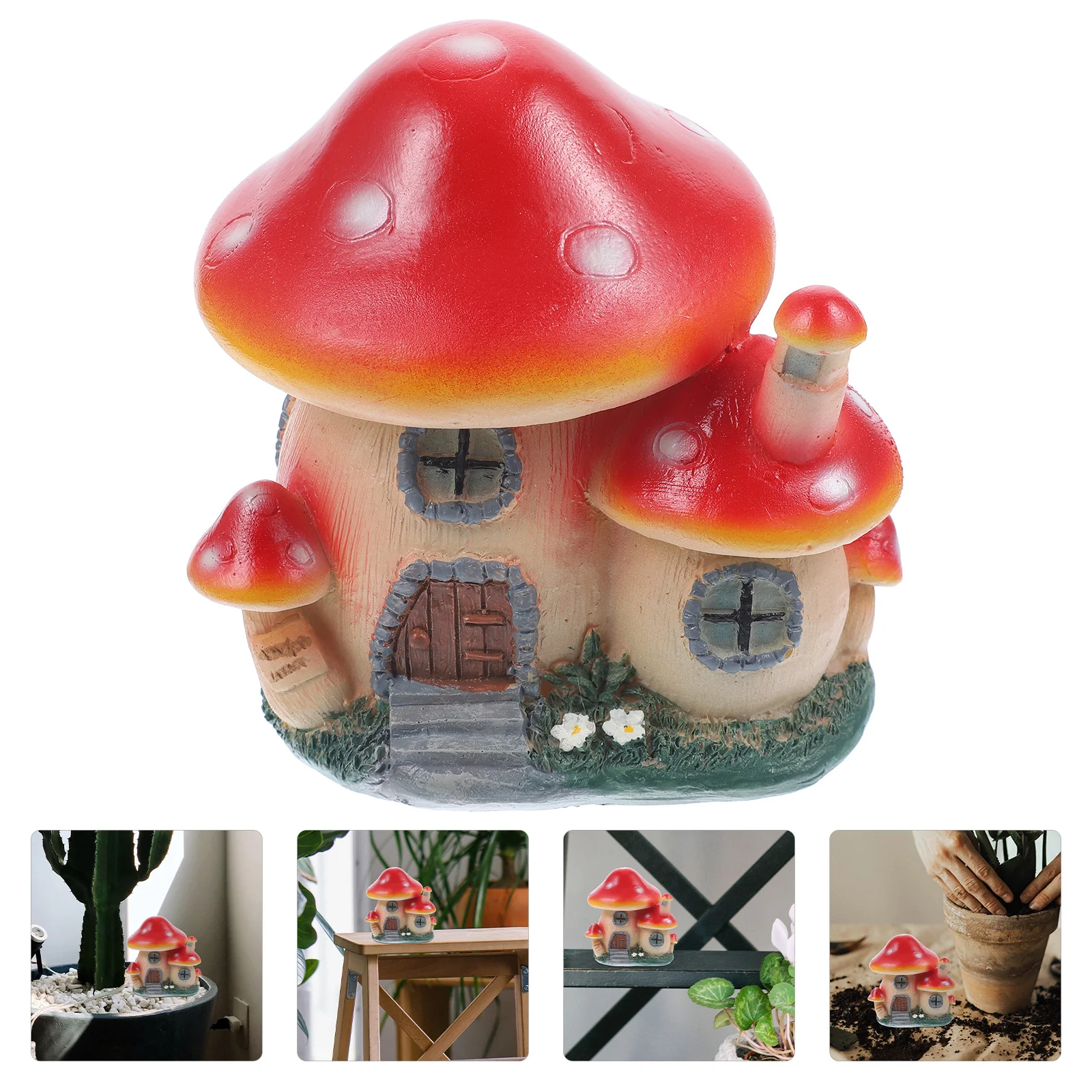 

Resin Mushroom House Miniature Cute Small Garden Ornament Desktop Bonsai Decoration Cartoon Landscape Mushroom Ornament Tiny