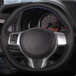 Black Car Steering Wheel Cover Genuine Leather Breathable For Toyota Yaris 2012 2013 2014 2015 2016 2017 2018 Auto Accessorie