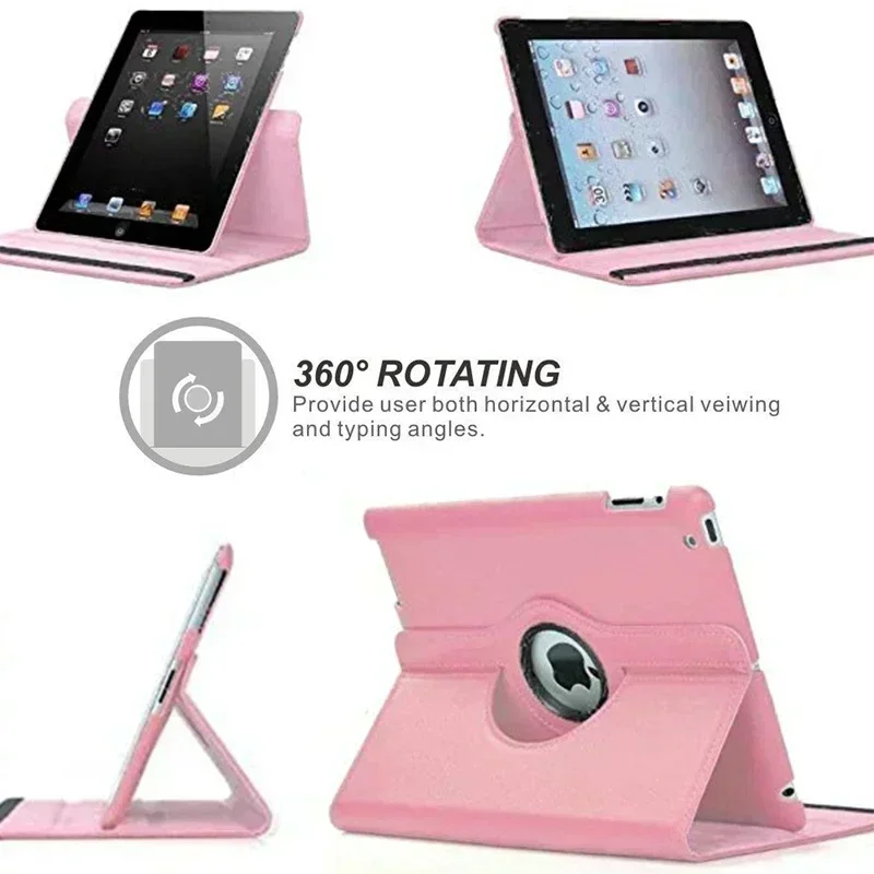 Juste de tablette avec support rotatif à 360 °, étui pour iPad 2, 3, 4, iPad Air 1, 2, 3, 4, 5, 10.9, Pro 11, 9.7, inspectés, 6e, 10.2, 7e, 8e, 9e, 10e