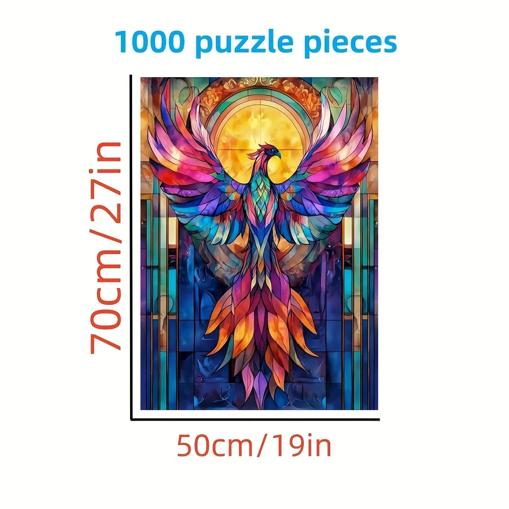Rompecabezas De vitral Phoenix para adultos, arte colorido vibrante, diseño complejo, actividad familiar y bricolaje, 1000 Uds.