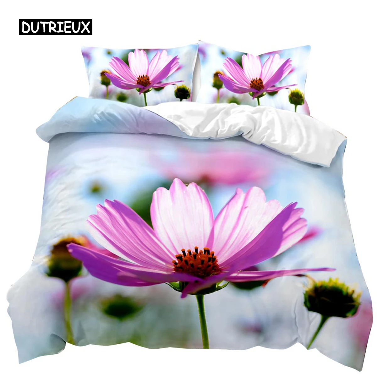 

Chrysanthemum Duvet Cover Blooming Floral Branches Botanical Natural Bedding Set Flower Queen King Size Polyester Qulit Cover