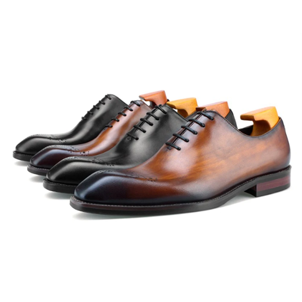 

Мужские классические туфли-оксфорды ручной работы из натуральной кожи для офиса и свадьбы, удобные, в классическом стиле