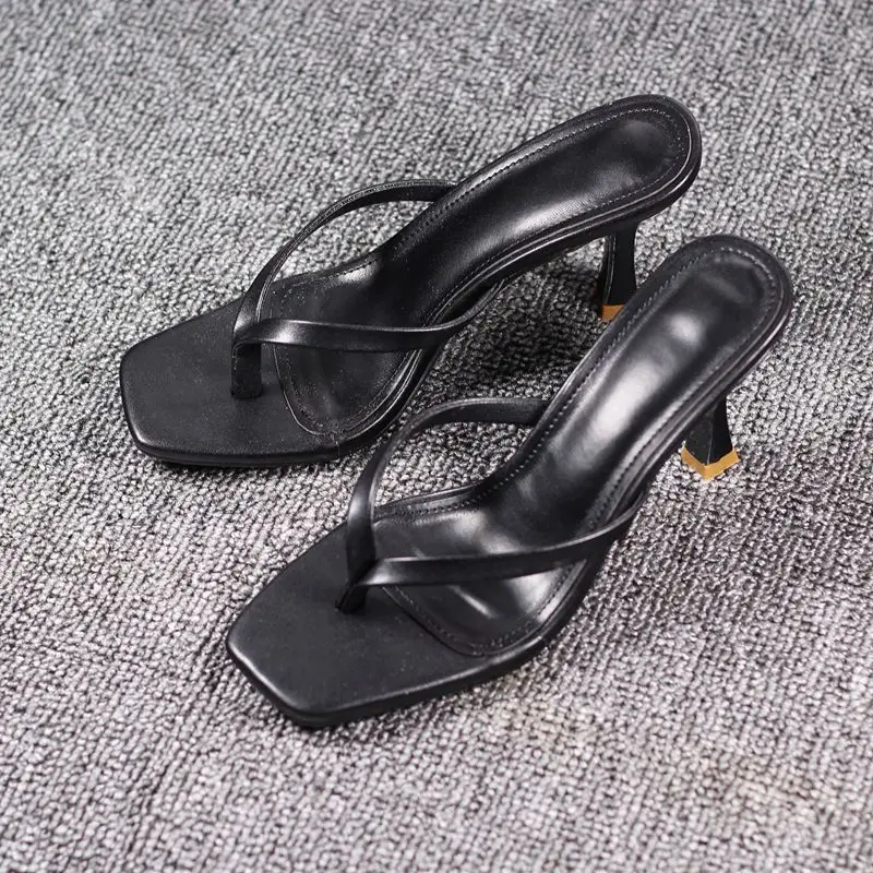 Plus Size 35-43 Concise PU Leather Slippers Women New Summer Square Toe Platform Mules Stripper High Heel 9CM Pumps Ladies Shoes