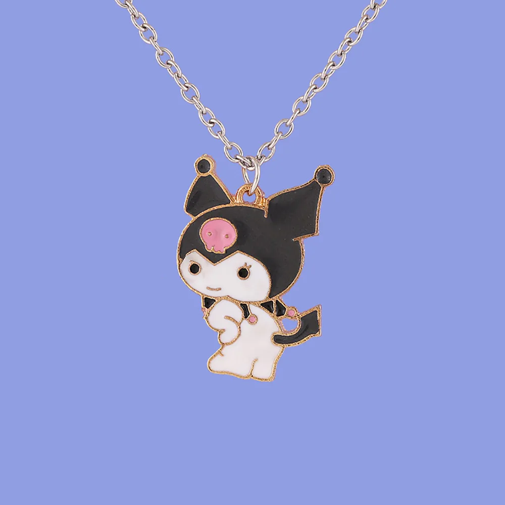 Sanrio Anime Necklace Kuromi Mymelody Couple Bestie Cartoon Oil Drop Necklace Kawaii Women Accessories Jewelry Gifts For Friends