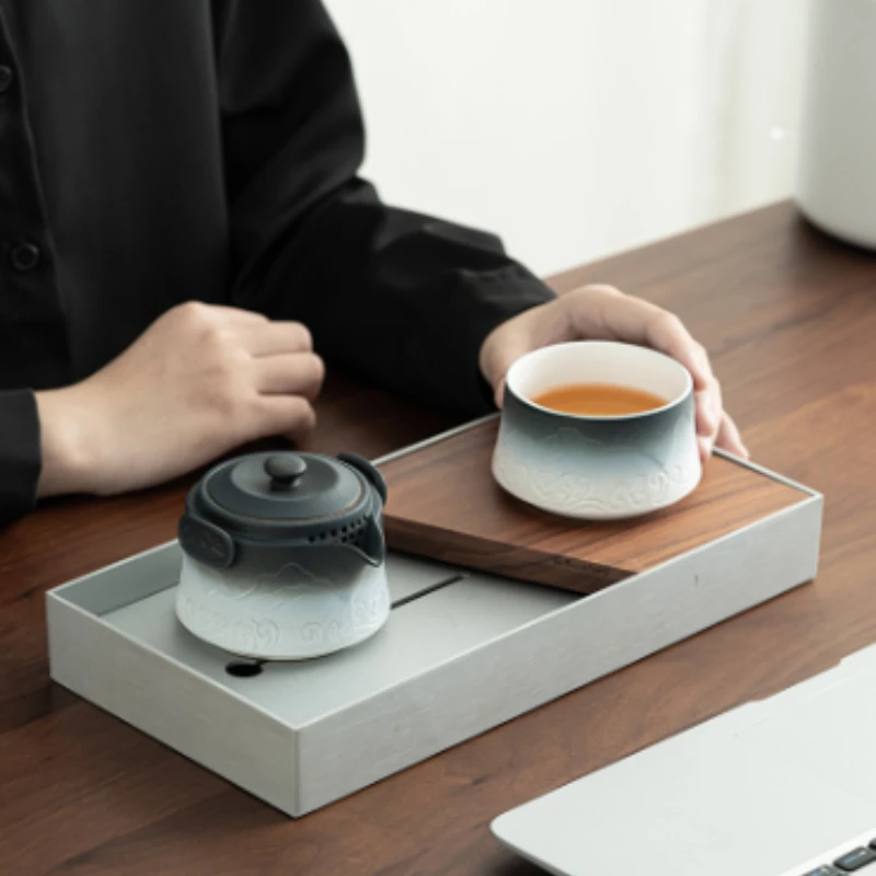 

Ceramic Tea Set Set Portable with You Ceramic Cup Chinese Tea Pot and CupOutdoor Brew The Teapot Travel Tea Set Single Person