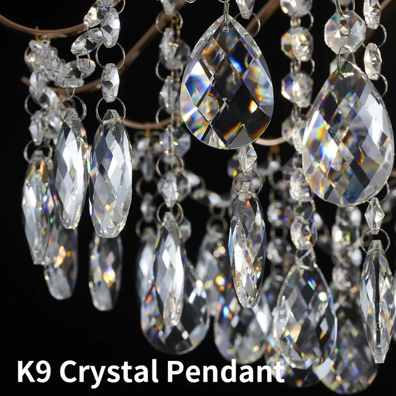 Luxury K9 Crystal Chandelier Home Decor Ceiling Light Suitable For Living Room Dining Room Bedroom Modern Minimalism Glossy Lamp