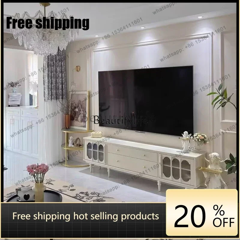 Factory Direct GFrench light luxury solid wood TV cabinet high-end sense retro modern simple living room storage locker