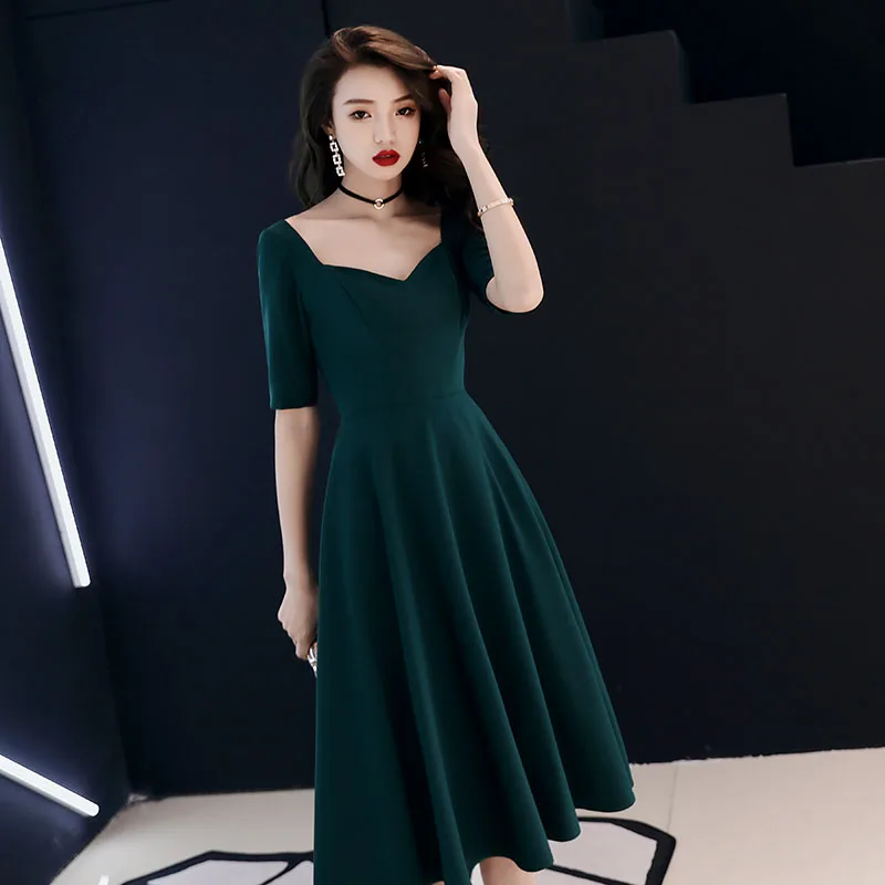 DongCMY Luxury High-end Banquet Dark Green Evening Dress Female 2025Temperament Socialite Sexy Slim Usually Can Wear Party Dress