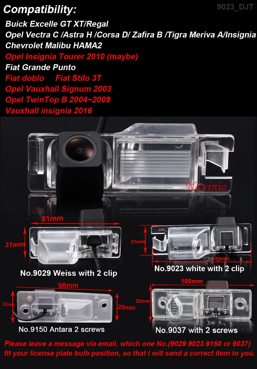 Car rear view camera for Opel Zafiza Corsa Antara Vectra Insignla,Buick Excelle GT XT/Regal Fiat Grande Punto Chevrolet Malibu
