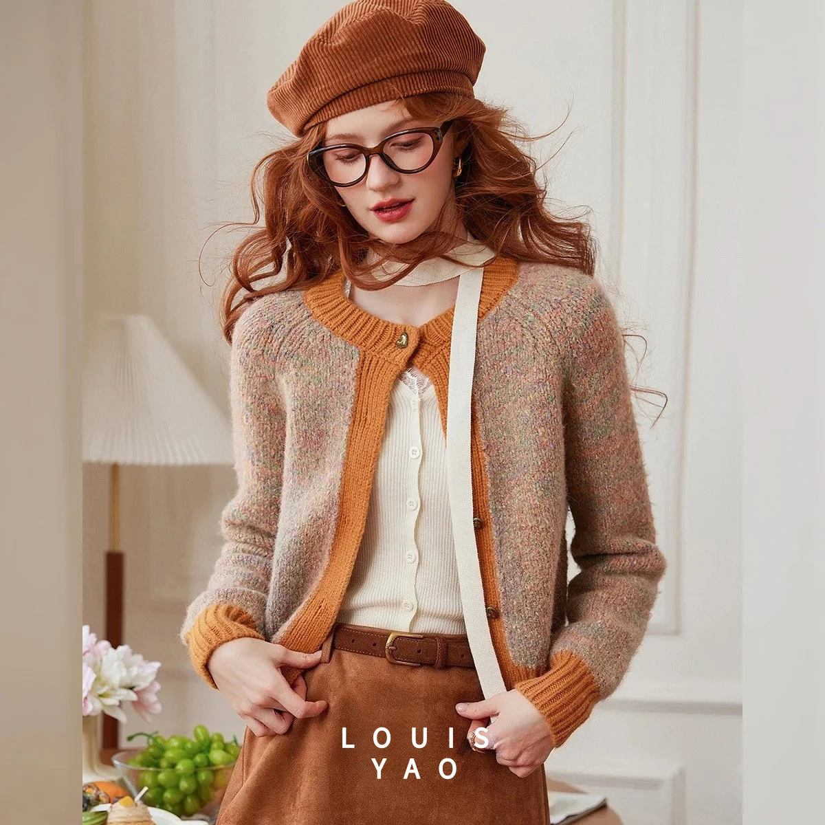 

LOUIYAO Office Lady Knitted Cardigan Coat 2025 Autumn/Winter New Gentle Round Neck Outerwear Women's Knitted Sweater Chic Wear