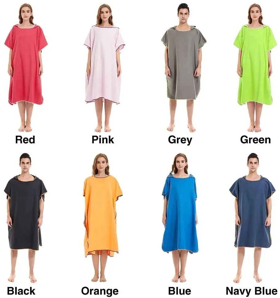Microfiber Hooded Towel 90x110cm Unisex Swim Beach Travel Quick Dry Changing Robe Cape Bath Towel Bathrobe Surf Poncho Sauna