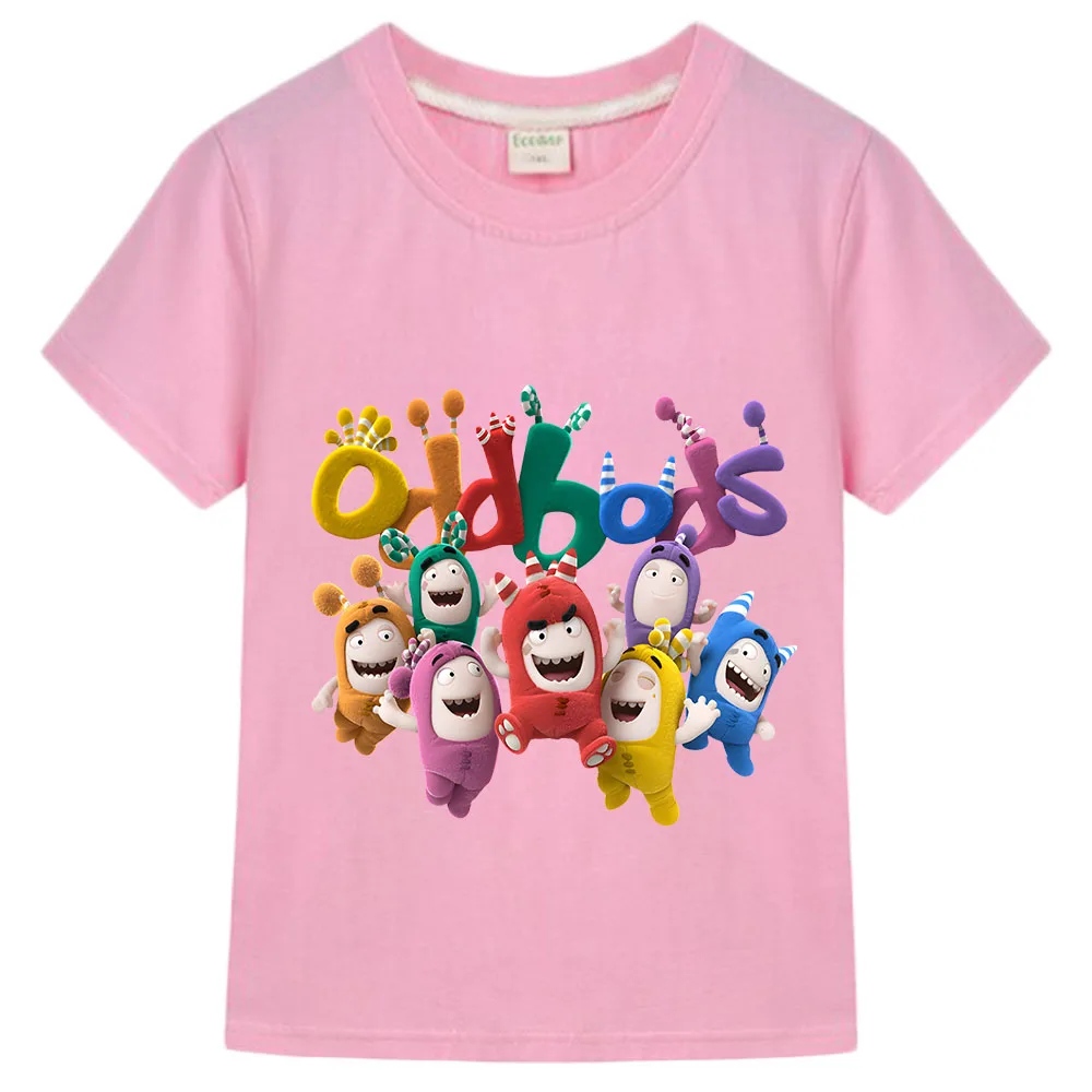 Anime Oddbods T-Shirt Bonito para Crianças, 100% Algodão, Manga Curta, Kawaii Impressão Tees para Meninos e Meninas, Confortável Crianças Tee