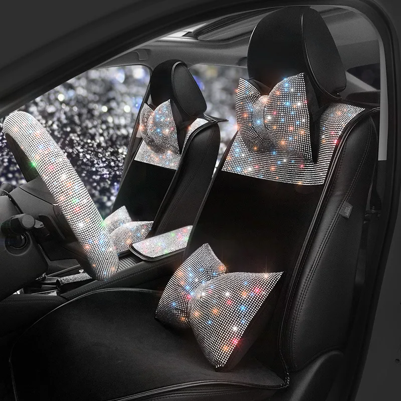 Car Protector Luxury Car Breathable Seat Bling Bling Seat Covers Full Set Universal Fit For Women Car