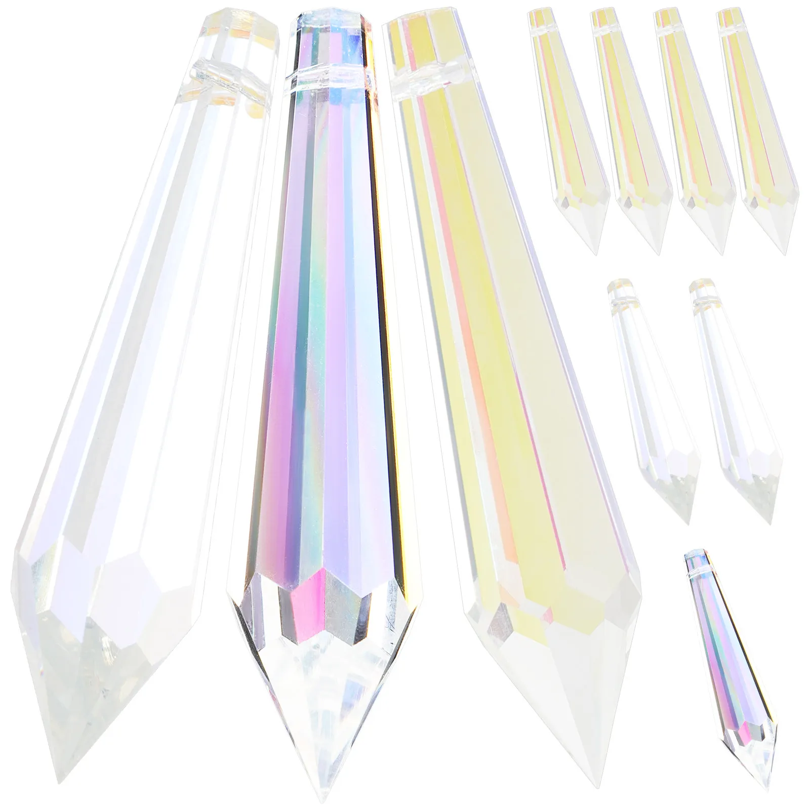 10Pcs Crystal Pendant Ornament Elegant Hanging Crystals Decor for Porch Patio Door Window Lamp Shade DIY Light Fixture Home