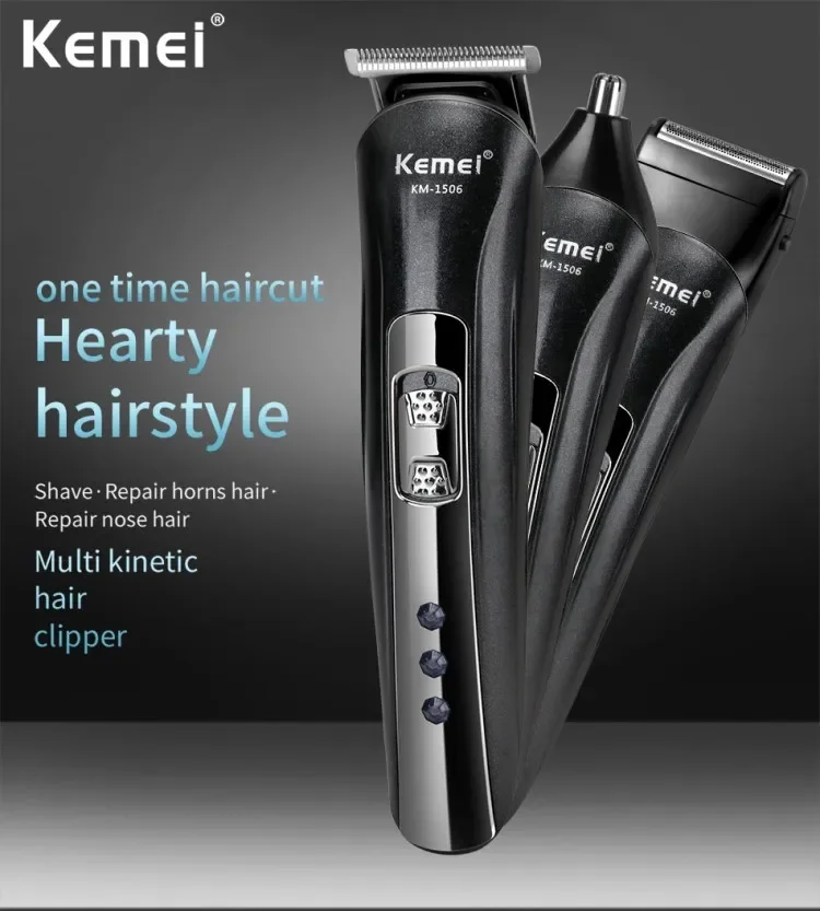 Kemei KM-1506 Multifunctional USB Hair Clipper Rechargeable Electric Hair Clipper Electric Shaver Beard Shaver Hair Clipper Keme