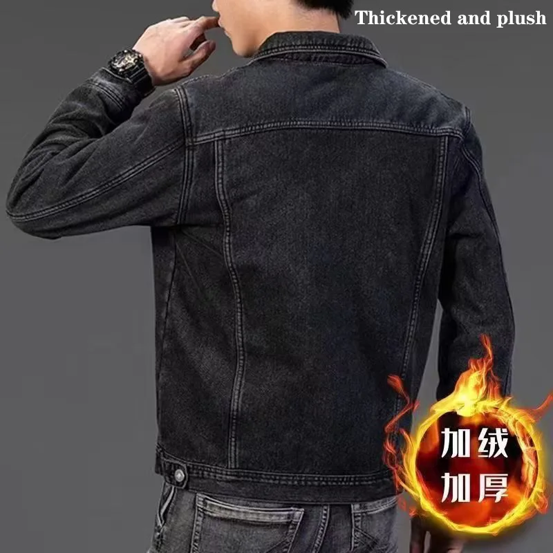 2022 Autumn and Winter New Men\'s Classic Fashion All-Match Denim Jacket Men\'s Fleece Thickening Warm High-Quality Jacket S-5XL