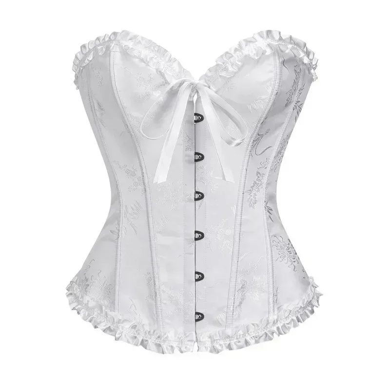 Women Corset Top Bustier Plus Size Sexy Overbust Corselet Blouse Lace up Floral Gothic Brocade Vintage Fashion Medieval