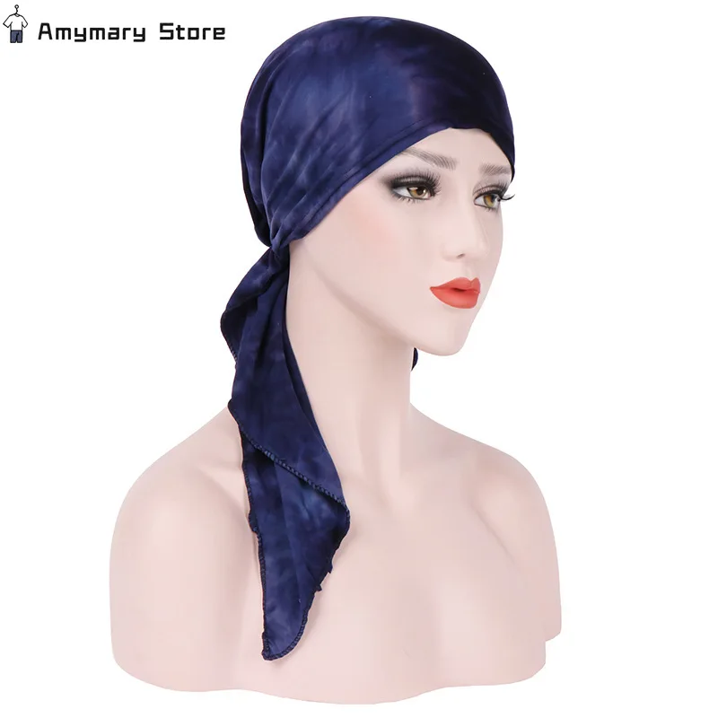 

New Fashion Print Headscarf for Women Muslim Stretch Pre-Tied Turban Bandanas Hair Accessories Head Wrap Cancer Bonnet Cap