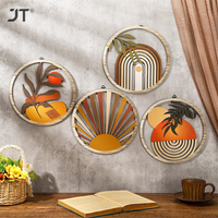 4pcs wooden wall art living room bedroom home decoration, rustic courtyard hanging ornaments, wall decoration, housewarming gift