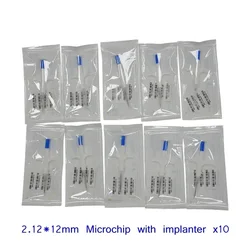 10 szt. Identyfikatory dla zwierząt mikroczip 2.12*12mm strzykawka Rfid szklany Chip wtryskiwacz zwierząt domowych dostawców