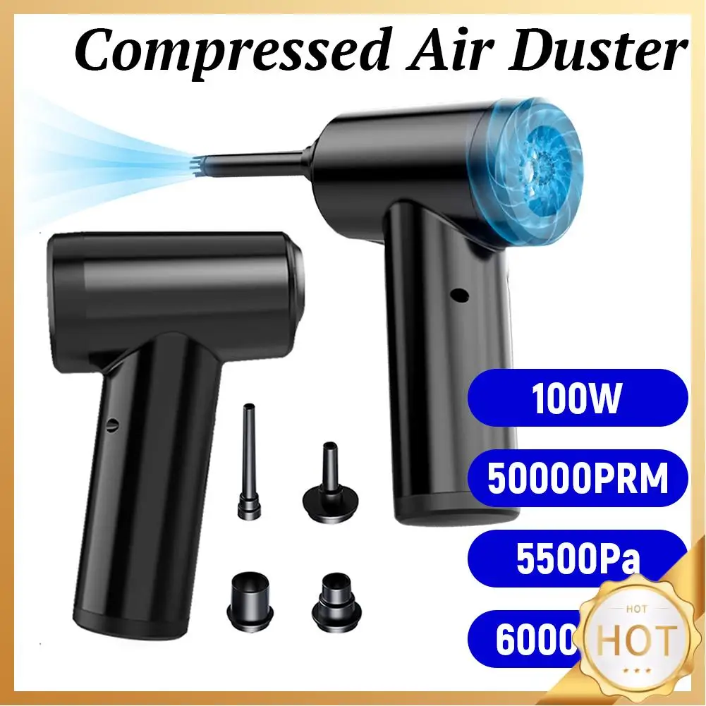 50000PRM Compressed Air Duster with Light Portable Air Blower Rechargeable Handheld Dust Blower for Computer Keyboard