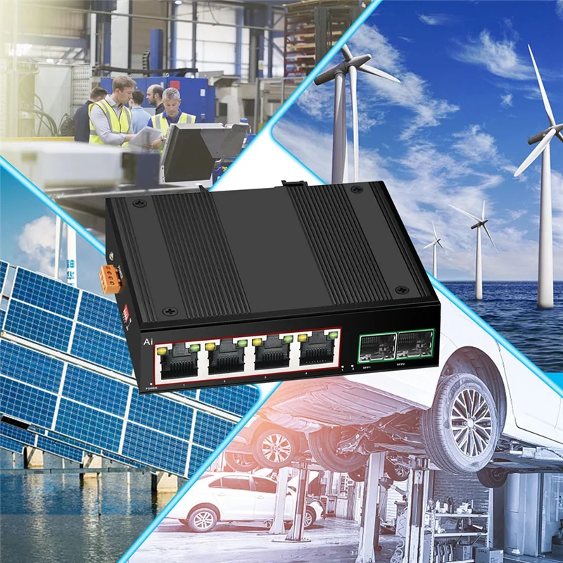 

Industrial POE Switch Gigabit Switch Ethernet With 6X100/1000Mbps Port Base-T Din IP40 Network Switch DC44-55V