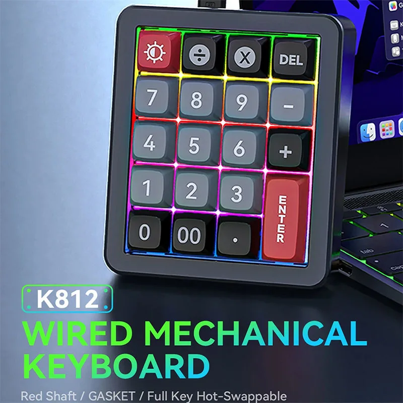 

Mechanical Numeric Keypad Hot-Swap Switch Wired Gaming Keypad RGB Backlit Keycap19 Keys Mini Numpad Portable Keypad Extended