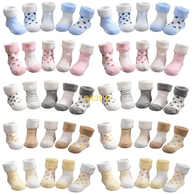 

Детские носки QX2D с очаровательной звездной тематикой, противоскользящие дышащие ткани для новых ходунков