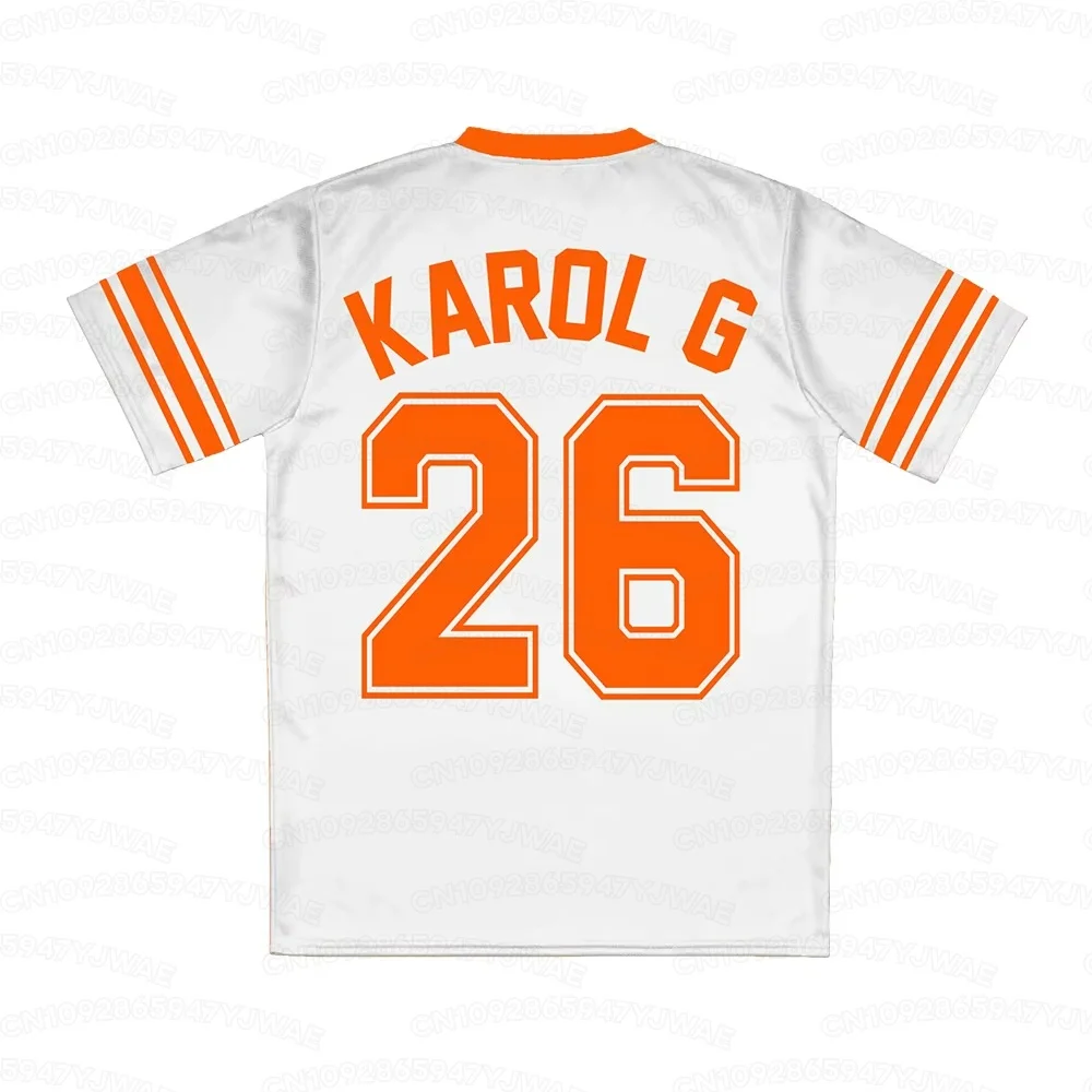 Sommer Herren Damen Karol G Trikot Fußballtrikot V-Ausschnitt Kurzarm T-Shirt Unisex Streetwear Mode T-Shirt Oberteile – Detail 3
