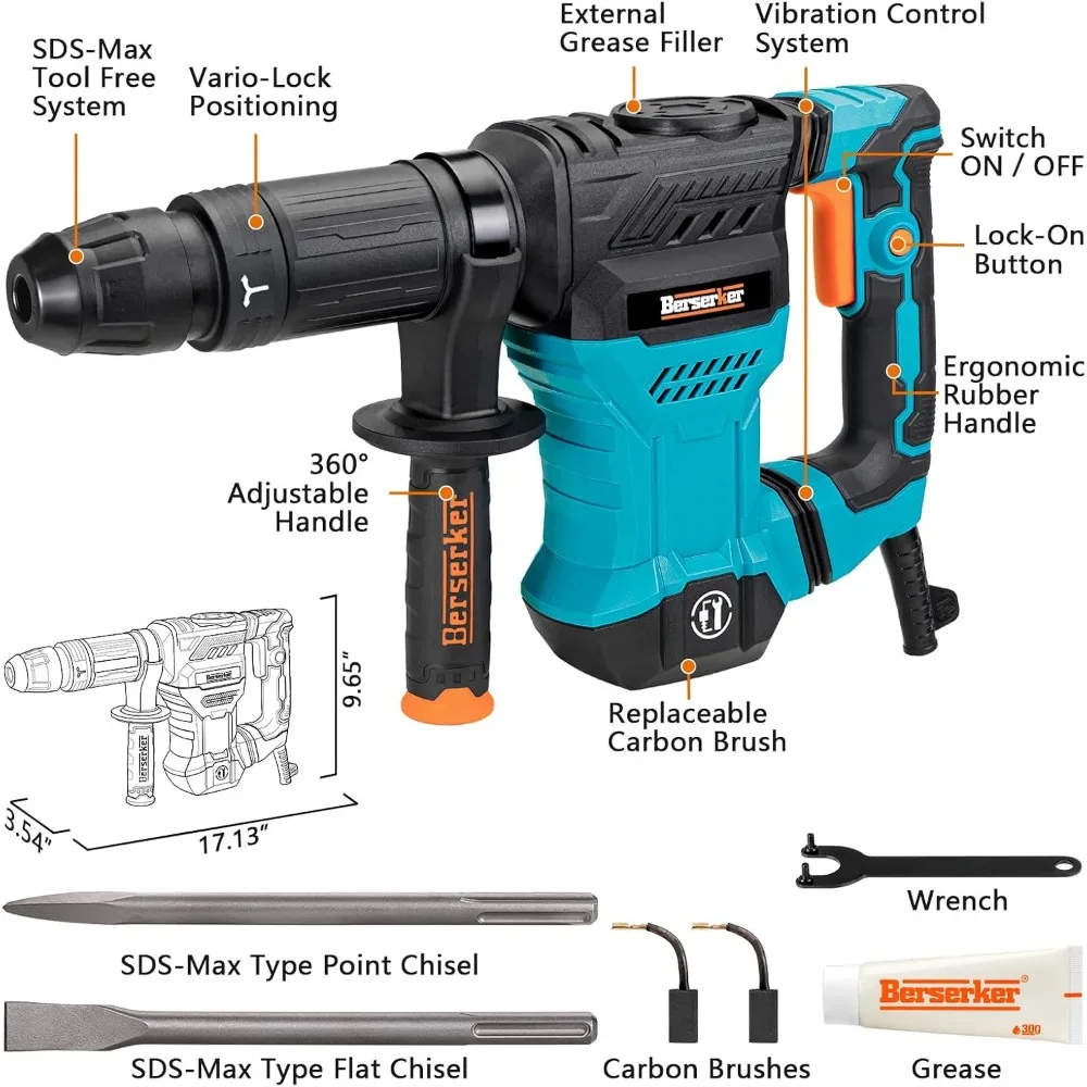 1300W 12-Pound SDS-Max Electric Demolition Jackhammer for Floor Tile Removal