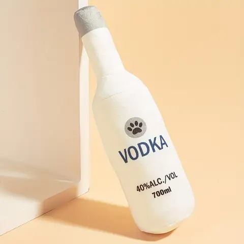 1pc 와인 병 디자인 애완 동물 연삭 치아 플러시 장난감, 개 대화 형 공급을위한 내구성 씹는 장난감