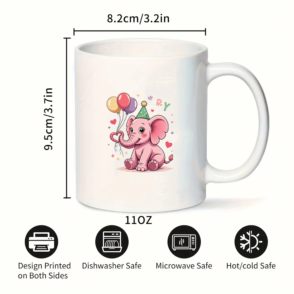 كوب حفلات الفيل الوردي سعة 11 أونصة للأطفال للمشروبات الباردة والساخنة هدية عيد الميلاد للعائلة والمكتب