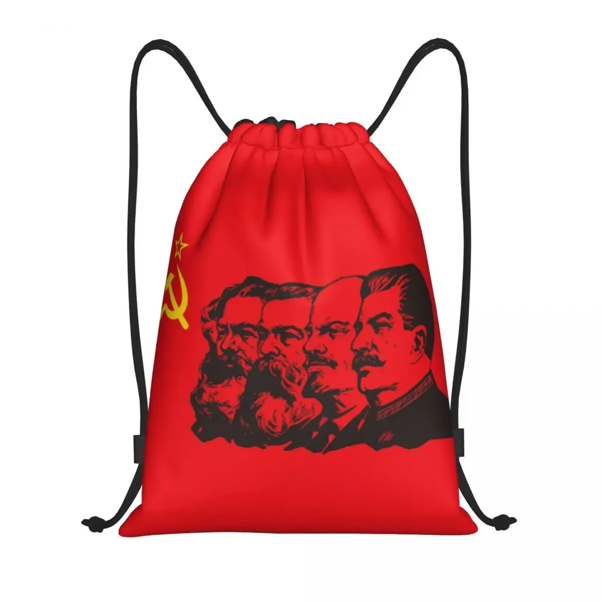 Communist Flag Marx Engels Lenin And Stalin Drawstring Backpack Sports Gym Bag for Men CCCP USSR Communism Training Sackpack